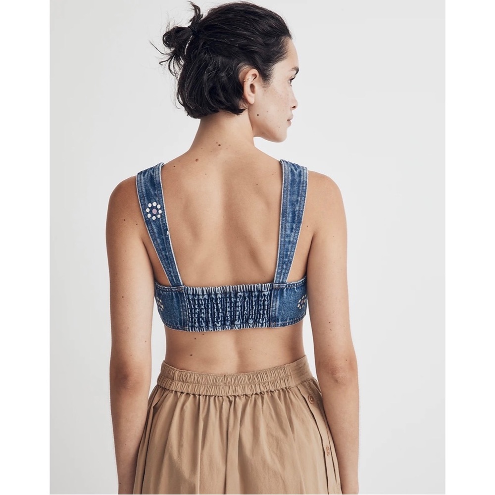 NWT Madewell Denim Sweetheart Bralette in Stamped Floral - Picture 2 of 9